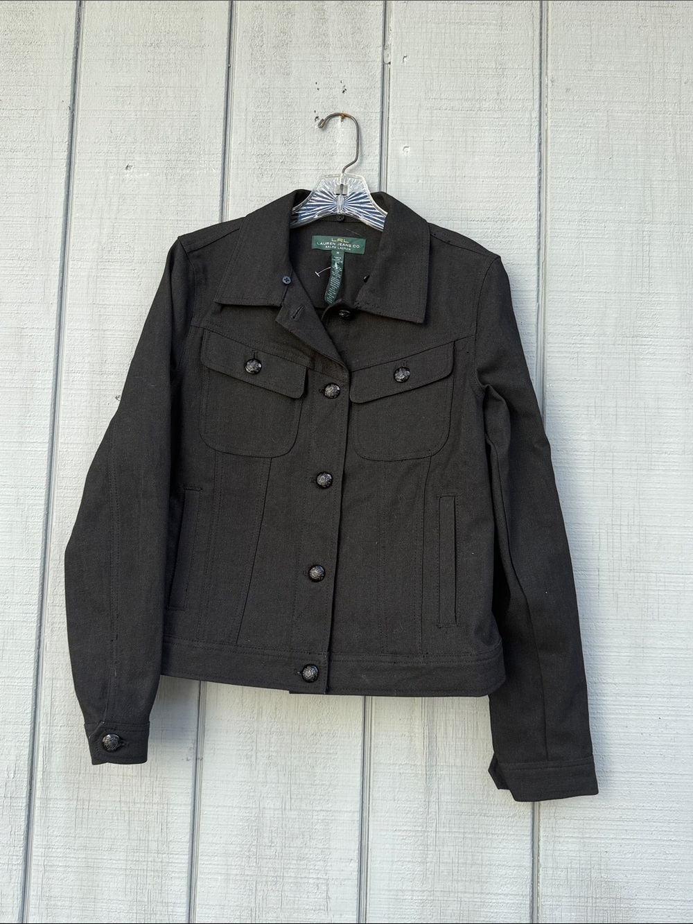 Lauren Ralph Lauren Black Button-Front Jean Jacket